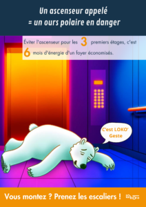 Campagne de sensibilisation LOKOR'Geste limiter l'utilisation des ascenseurs