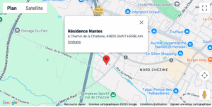 Plan Google Maps de la résidence étudiante et du logement étudiant à Nantes